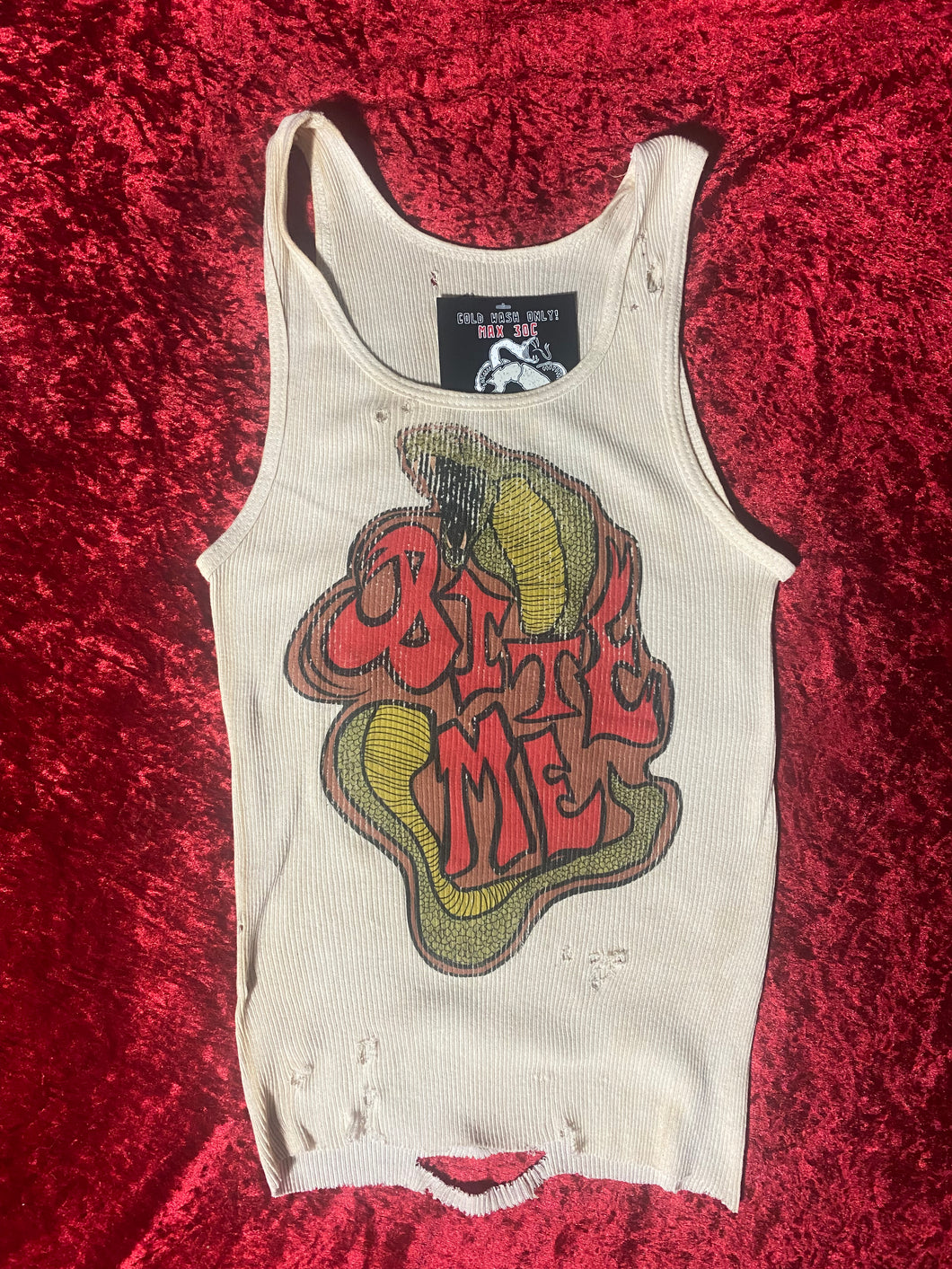 Small - Bite me - Tea stained Tank